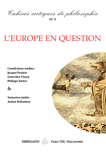 Couverture de L'Europe en question, Cahiers critiques de philosophie, n° 5, Février 2008
