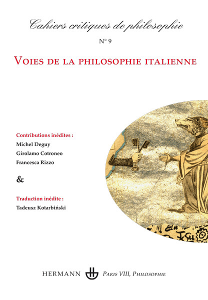 Couverture de Voies de la philosophie italienne, Cahiers critiques de philosophie, n° 9, Mai 2010