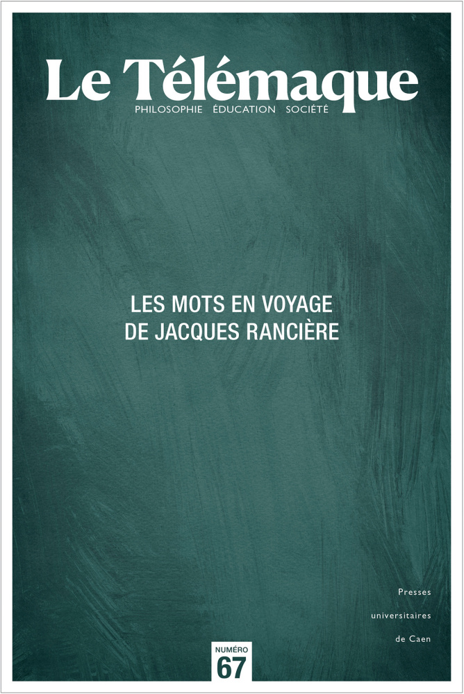 Couverture de Les mots en voyage de Jacques Rancière. Le Télémaque, n° 67, 2025