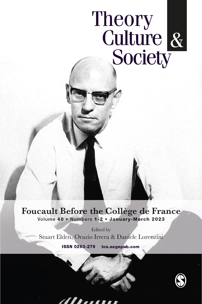 Couverture de Foucault Before the Collège de France, Theory Culture & Society, Numéro spécial, Volume 40, n° 1-2, Janvier-Mars 2023