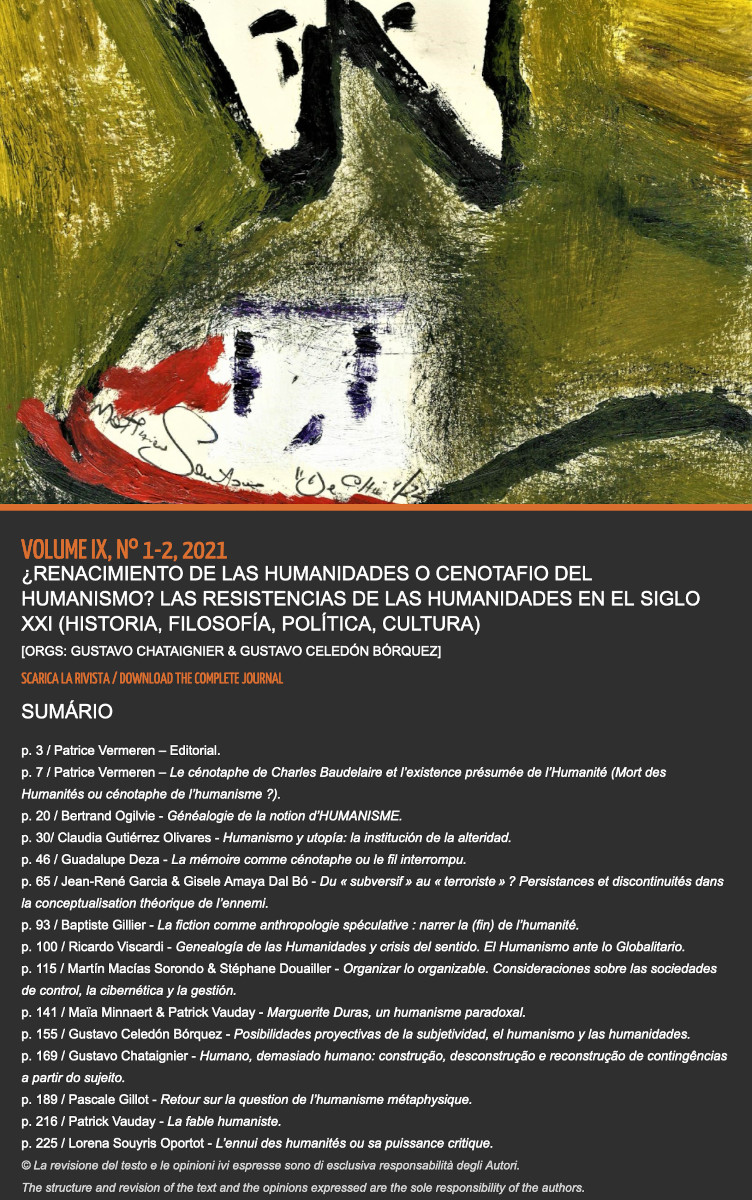 Couverture de ¿Renacimiento de las Humanidades o Cenotafio del Humanismo ? Las resistencias de las humanidades en el siglo XXI (Historia, Filosofía, Política, Cultura), Quadranti, Volume IX, nº 1-2, 2021