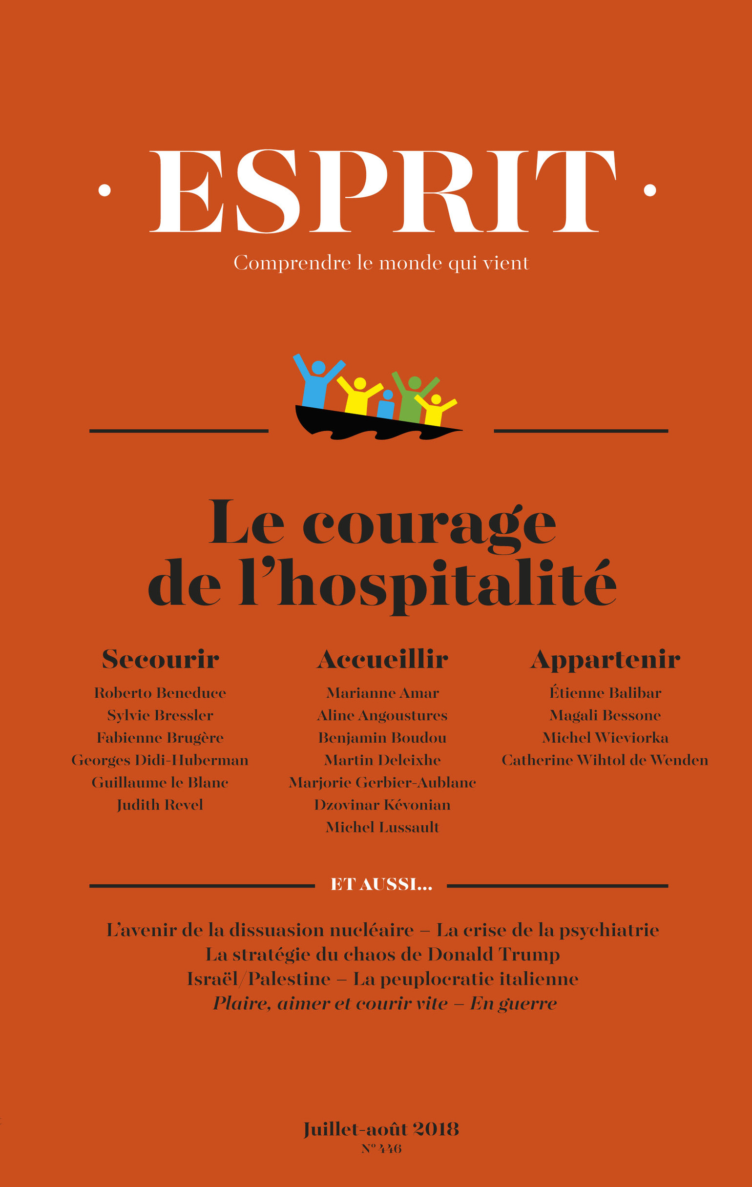 Couverture de Le courage de l'hospitalité, Esprit, n° 446, 2018